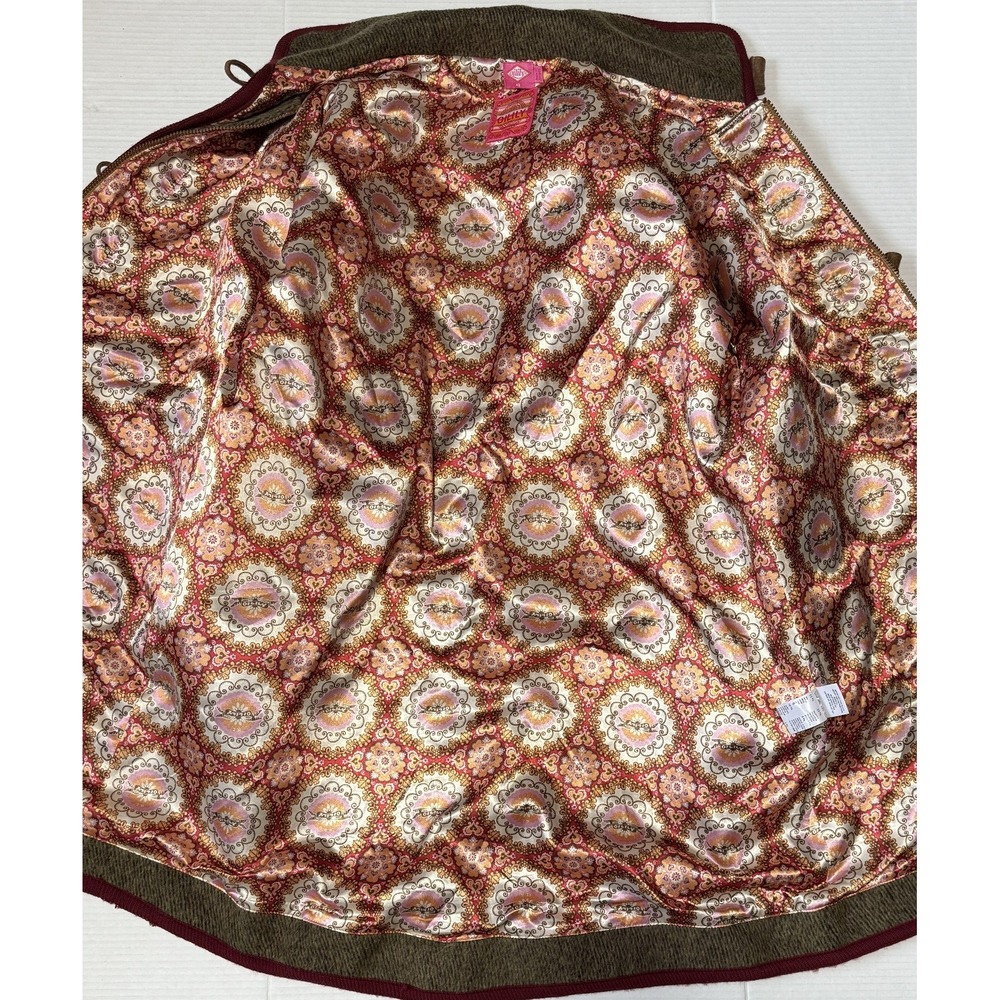 OILILY - Women's Brown Wool Flower Embroidered Coat Jacket - Size 42 - Picture 3 of 13